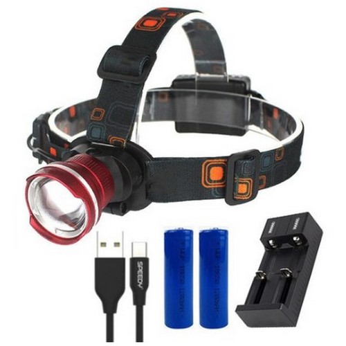 엘마운틴 T6 LED 헤드랜턴 (단품+3000mah 배터리 2개+2구 충전기+충전 케이블 세트)
