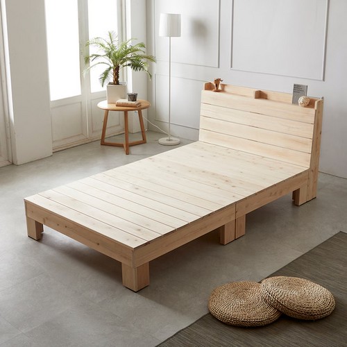 에리 히노끼 편백나무 수납헤드 원목 침대 SS