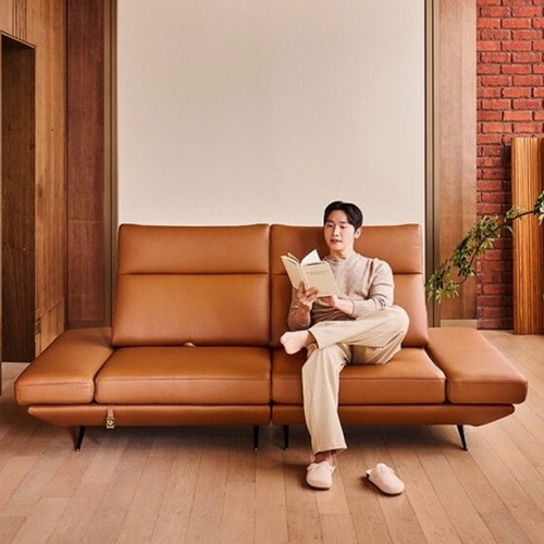 다우닝  프리움 스윙 전체 천연가죽 소파 3인용 (스툴포함)