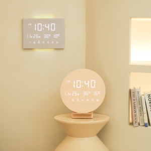 오아 모던 LED 벽시계 무소음 디지털 인테리어 탁상 벽걸이 무소음 전자 거실 요일 온습도_이미지