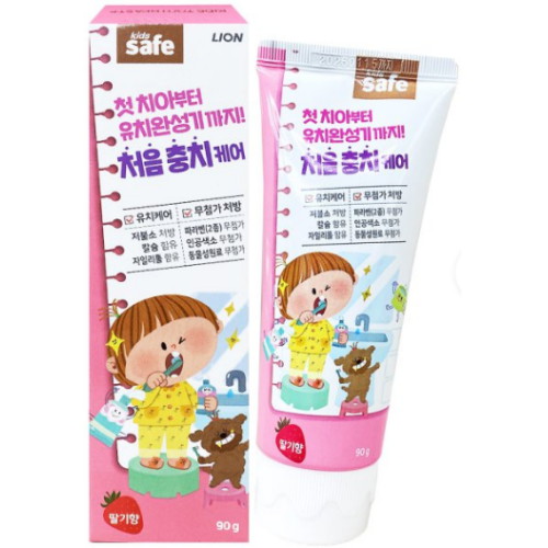 CJ라이온 키즈세이프 어린이 유아치약 딸기향 90g (12개)