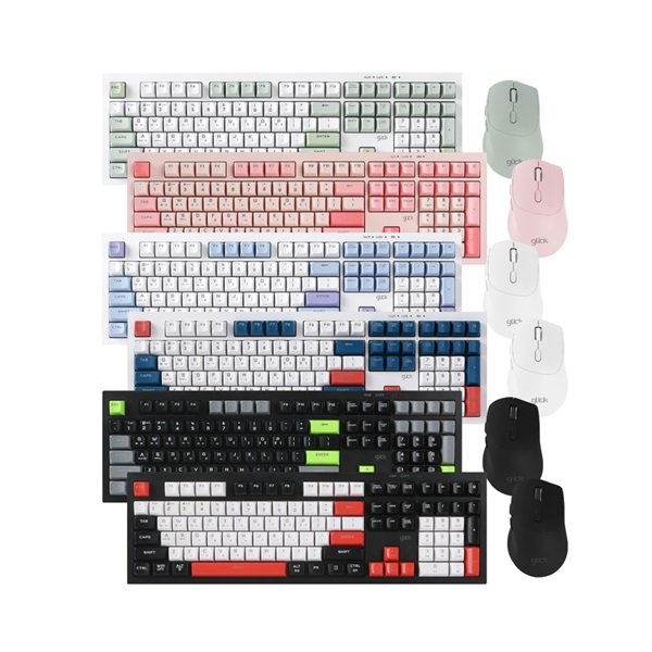 지클릭커 OFFICEPRO WMK50 사일런스 M 108 무선 키보드 마우스 세트 (Pink)_이미지