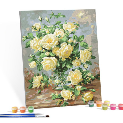 아이러브페인팅 DIY 캔버스형 그림그리기 노란꽃 화병