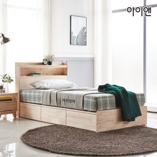 편백 멀티수납헤드 LED침대 SS