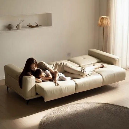 더젠 레나토 고급 모션 슬라이드 리얼 에코가죽 소파 4인용