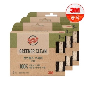 3M 스카치브라이트 그리너클린 천연펄프 강력용 수세미 (24개)_이미지