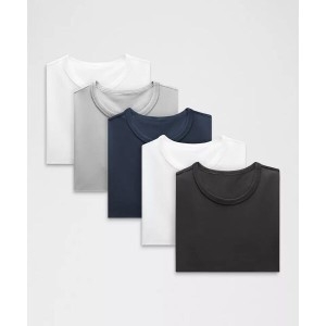 오가닉 코튼 클래식-핏 티셔츠 5 팩 블랙/화이트/화이트/클럽 블루/실버 드롭 1754349