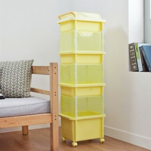 엔플라스틱  스마일 이동식 정리함 스퀘어 혼합 (4단)