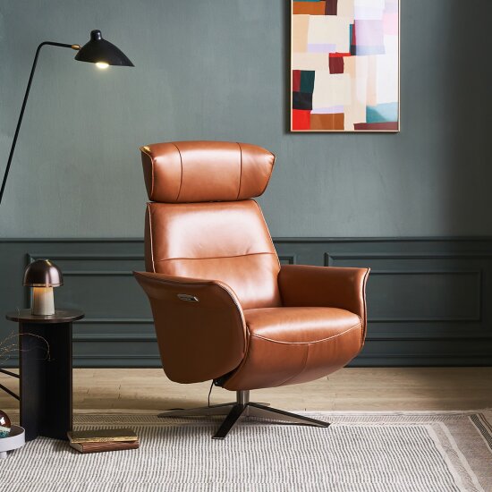 리바트 LE1 라피네 천연가죽 리클라이너 1인용