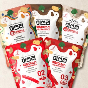 미쓰리 떡볶이소스 맛보기 5종 보통 50g + 매콤 50g + 로제 50g + 짜장 50g +궁중 30g