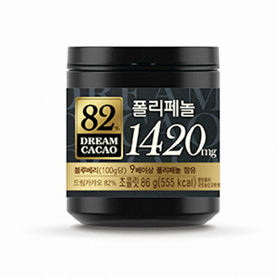롯데웰푸드 82% 드림카카오 폴리페놀 1420mg 86g (60개)