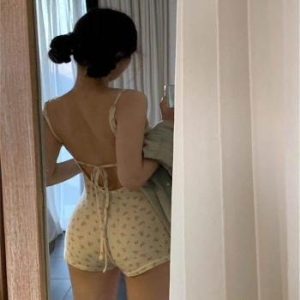 오노마 ONM 백리스 나시 레이어드 점프수트 여름잠옷 꽃무늬 38818561