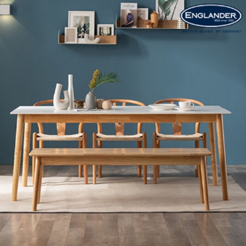 잉글랜더 모데라토 원목 통세라믹 식탁 1800 (의자3개+벤치1개)_이미지