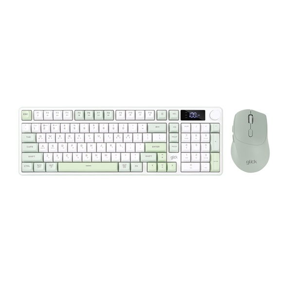 지클릭커 OFFICEPRO WMK50 사일런스 M LCD 98 무선 키보드 마우스 세트 (Greenwich)_이미지