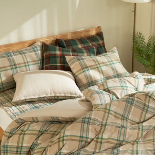 몽쉐어 피치가공 마이크로워싱 페인체크 이불 (슈퍼싱글 SS)_이미지