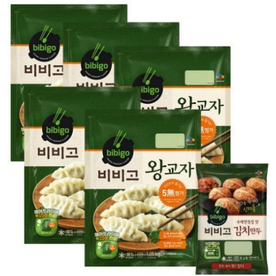 CJ제일제당 비비고 왕교자 1.05kg x 5개+수제만둣집 맛 김치만두 200g (1개)_이미지