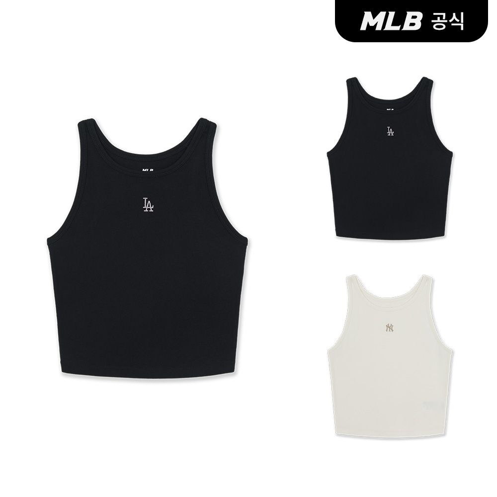  MLB 스타필드 하남 여성 베이직 스몰로고 슬림 크롭 나시 티셔츠 3FTOB0164