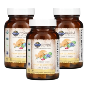 가든오브라이프 비건 D3 유기농 츄어블 라즈베리-레몬 30정 (3개)_이미지