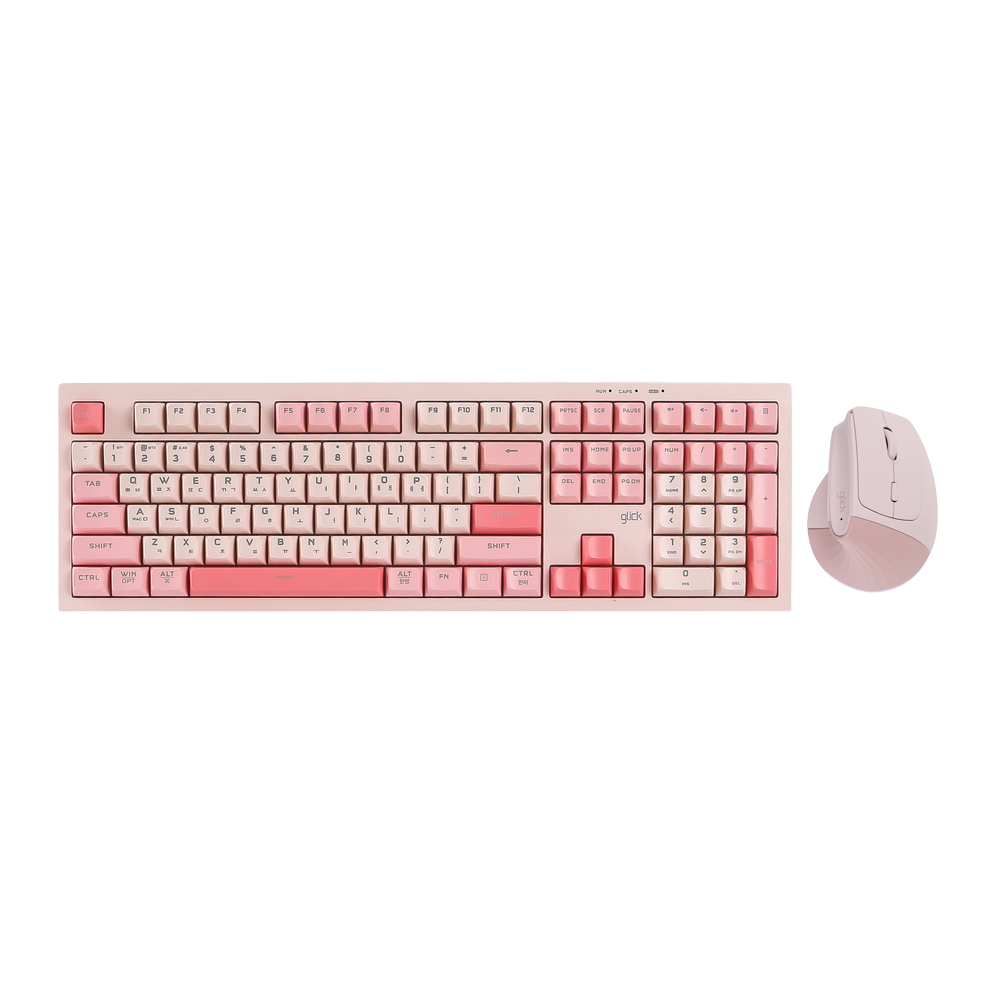 지클릭커 OFFICEPRO WMK580 사일런스M 키보드 마우스 세트 (Pink)_이미지