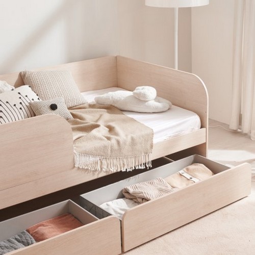 장인가구 뉴피터 저상형 슬라이딩 수납형 침대 S+안전가드 (낮은포켓스프링)_이미지