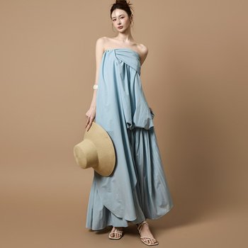 딘트 여성 드레이프 볼륨 레이어드 원피스 D9613