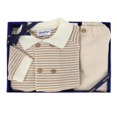 해피랜드F&C 압소바 마르소 니트 상하복 베이지 아기선물 1A1121203