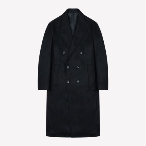 삼성물산 프리미엄 이태리 핸드메이드 FORTEX원단 피크드 블랙 더블코트PJH7030