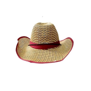 Rly 여름 줄무늬 밀짚모자-레드 휴양지모자 남녀공용 10402122A