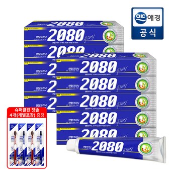 <b>2080</b> 클래식 치약 170g x 10개 + 슈퍼클린 칫솔 x 4개