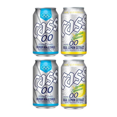 카스 제로 0.0 355ml 2개 + 제로 레몬 스퀴즈 330ml 2개
