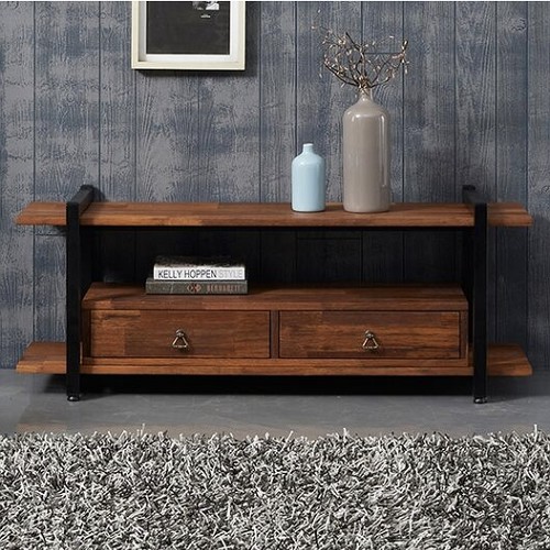 미소비즈 라움가구 에린 멀바우 원목 거실장 1200