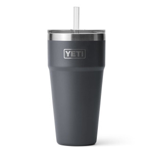 YETI Rambler 767.1g 26온스 빨대 컵 진공 단열 뚜껑이 있는 스테인리스 스틸 차콜 285103