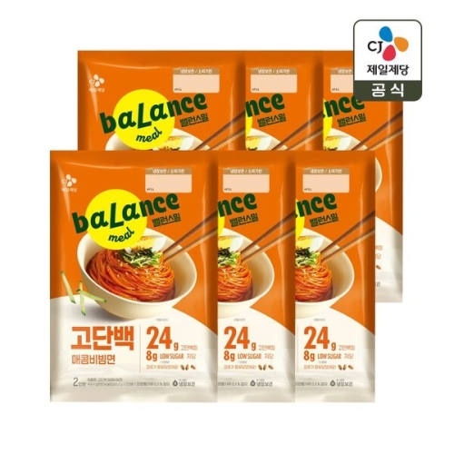 CJ제일제당 밸런스밀 고단백 매콤 비빔면 404.4g [6개]