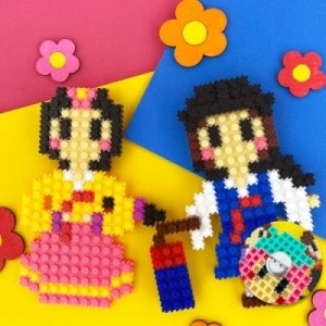 아이니쥬 끼우기블럭 세계전통의상 뱃지-한국