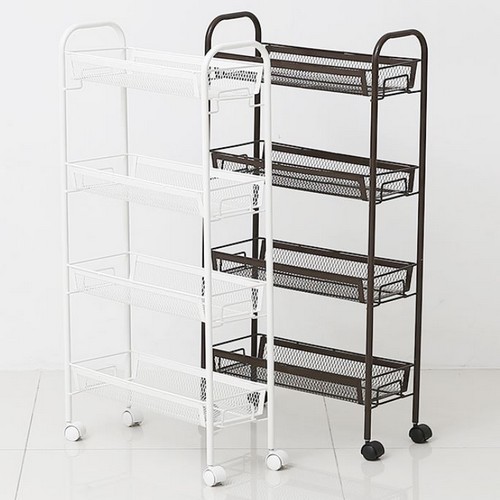 아소리빙 리벤스 이동식 메쉬 수납 선반 4단 트롤리