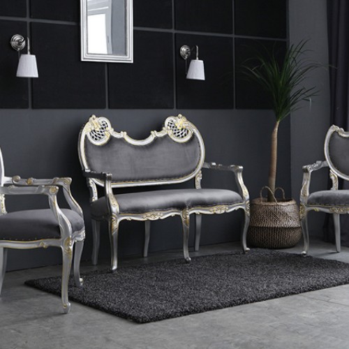 유캐슬 피아제 엔틱 패브릭 소파 2+1+1인용+테이블_이미지