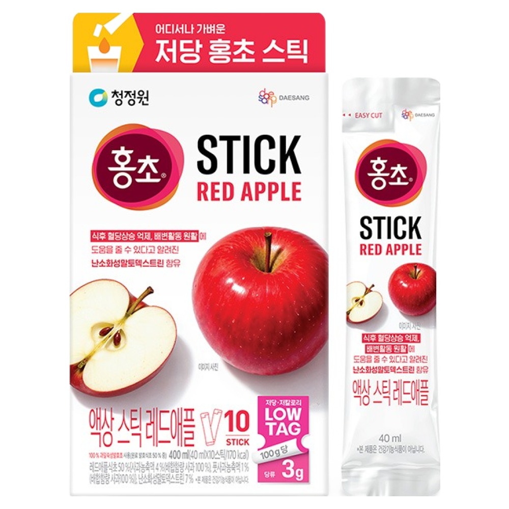 청정원 홍초 저당 스틱 레드애플 400ml (40ml x 10포)