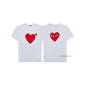 꼼데가르송 SS25 공용 하트 프린트 티셔츠 AX T222 051 WHITE 117401