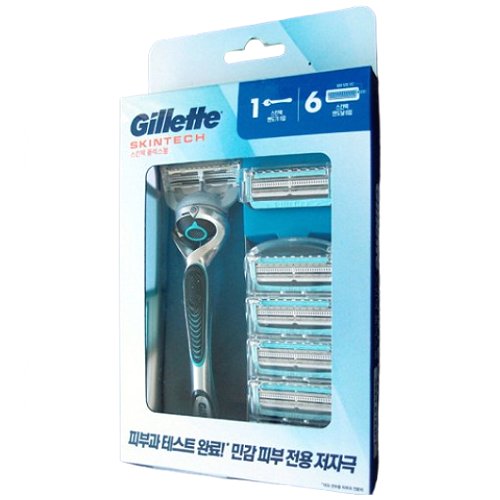 질레트 2024 스킨텍 매뉴얼 + 면도날 (면도기1개+날5개)_이미지
