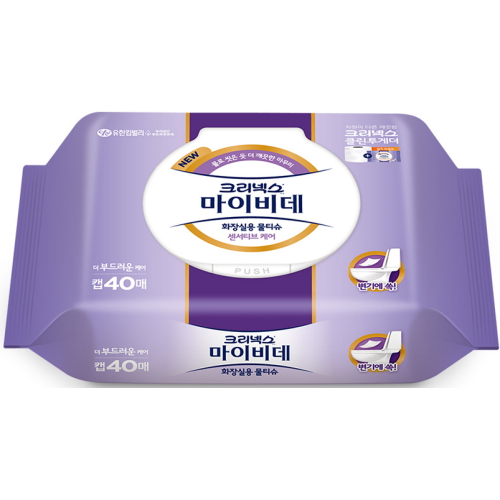 크리넥스 마이비데 센서티브케어 화장실용 물티슈 캡형 40매 (9팩)_이미지