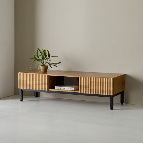 우아미가구 오벤 템바보드 오픈 스틸 거실장 1200