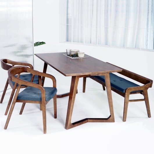 우아미가구 덱스터 원목 식탁 1400 (3번의자2개+벤치1개)