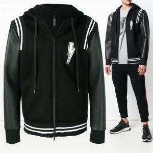  닐바렛 명품파리올리 PBJS388C 번개자수 블랙 후드 자켓 PBJS388