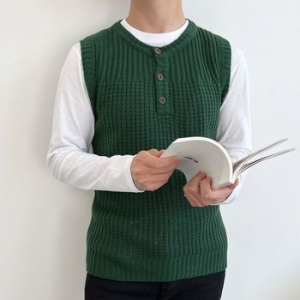 제이큐 2L-YAN 1053 남자헨리넥와플니트조끼 데일리 패션 웨어 예쁜 디자인 409862