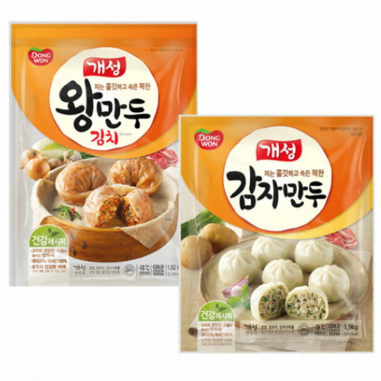 동원F&B 개성 김치 왕만두 1.82kg+감자만두 1.9kg (1개, 1개)