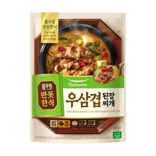 풀무원 맛집 반듯한식 우삼겹 된장찌개 실온 460g 캠핑 홈파티 여름 부모님 자취 식사 야식 4개 460g