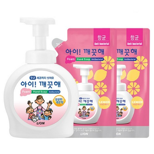 아이깨끗해 폼 핸드솝 레몬향 490ml+리필 450ml (본품1개+리필2개)_이미지