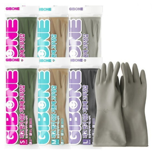 기본에 끼고 벗기 쉬운 고무장갑 (3켤레)_이미지