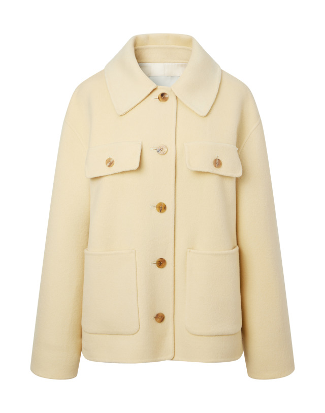 헤지스레이디스 여성 HSCO3D903Y1 옐로우 포켓장식 울캐시미어혼방 숏코트_이미지