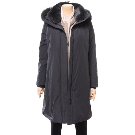 리본 렉스카라 후드 탈부착 거위털 패딩 코트 RC8-Z0720_이미지